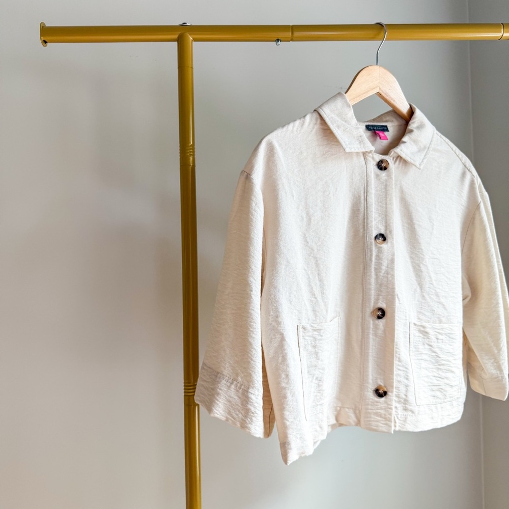 NWOT Vince Camuto Cream Button-Up Shirt Jacket